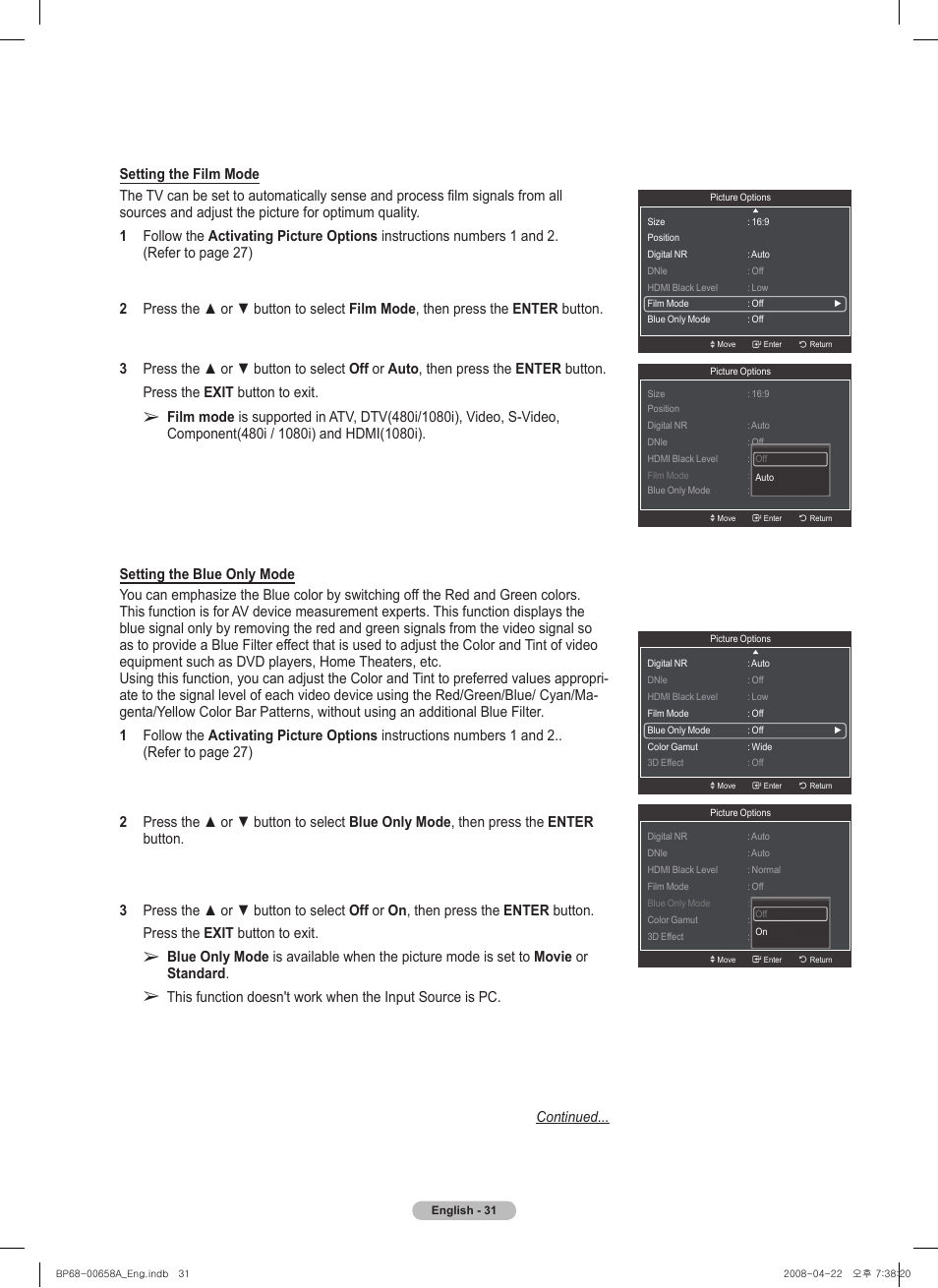 Samsung HL67A750A1FXZA User Manual | Page 31 / 195