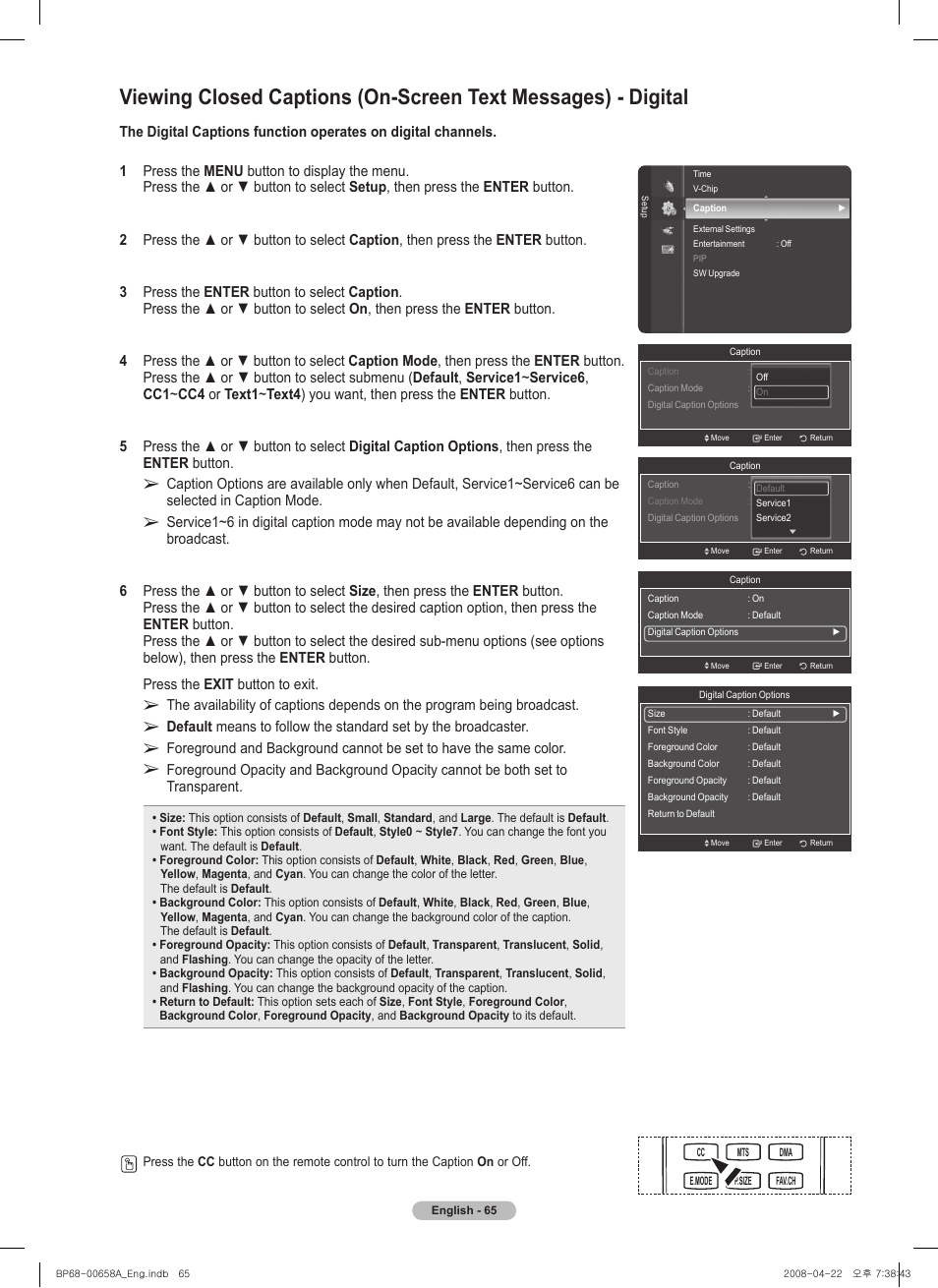 Samsung HL67A750A1FXZA User Manual | Page 65 / 195