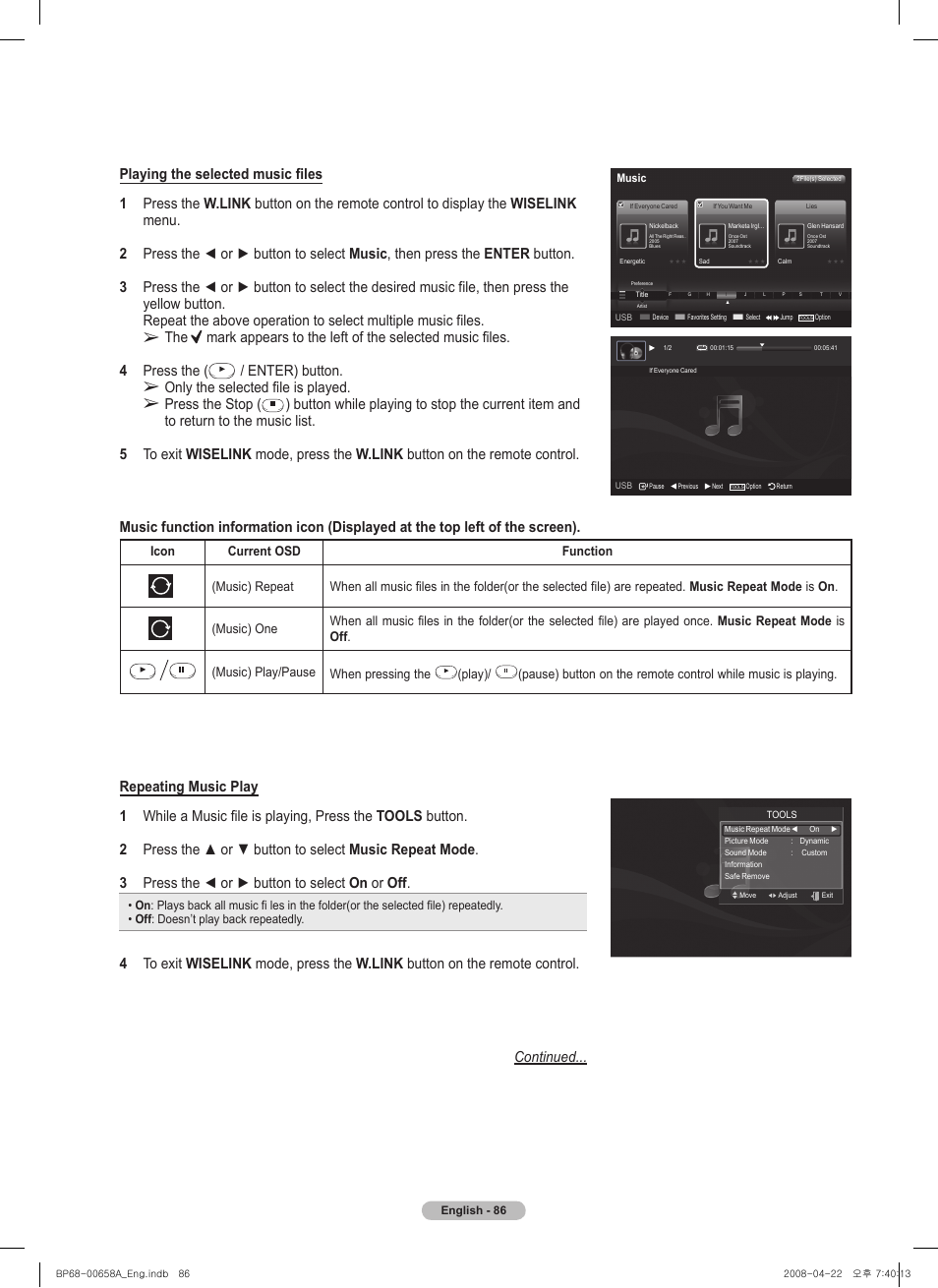 Enter) button, Only the selected file is played, Press the stop | Play) | Samsung HL67A750A1FXZA User Manual | Page 86 / 195