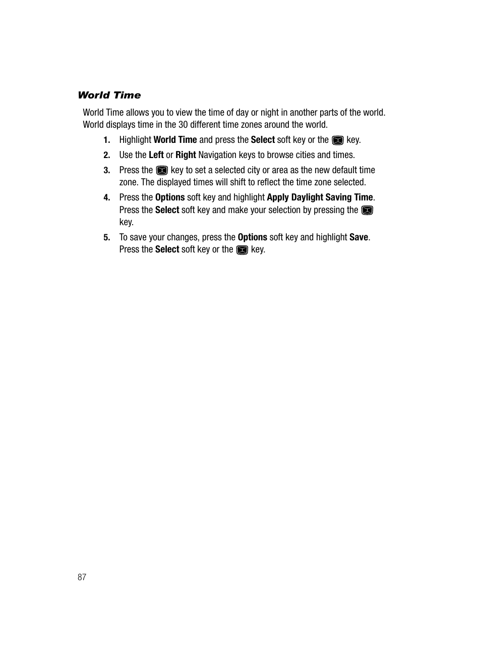 World time | Samsung SGH-A226HBAGEN User Manual | Page 90 / 118