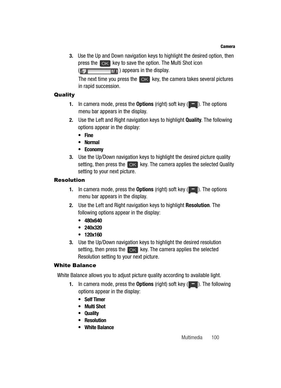 Quality, Resolution, White balance | Samsung SECR410ZRAMTR User Manual | Page 103 / 174