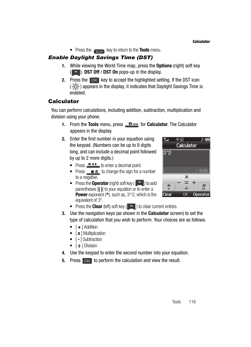 Enable daylight savings time (dst), Calculator | Samsung SECR410ZRAMTR User Manual | Page 119 / 174