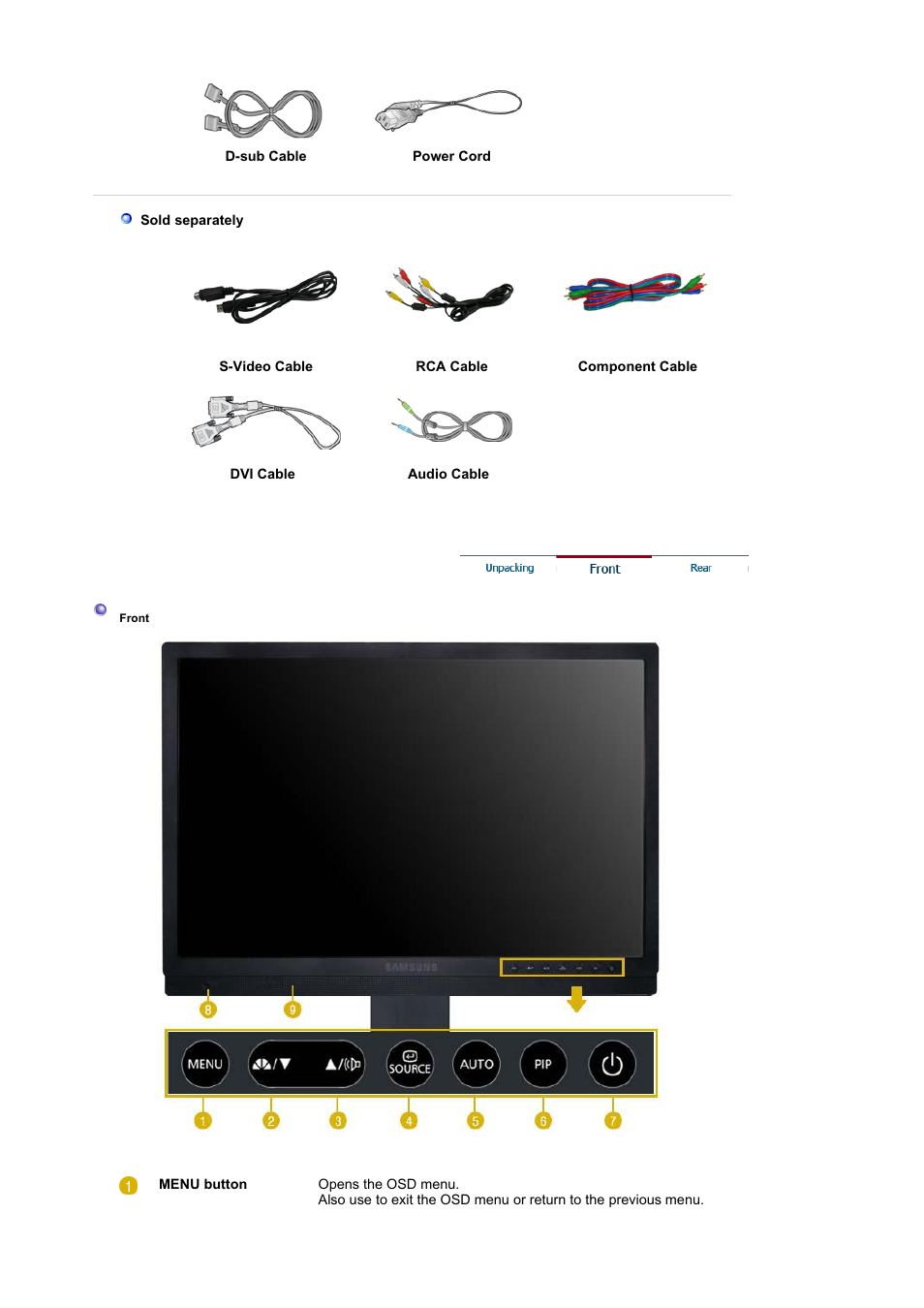 Front | Samsung LS21DPWAB-XAA User Manual | Page 10 / 78