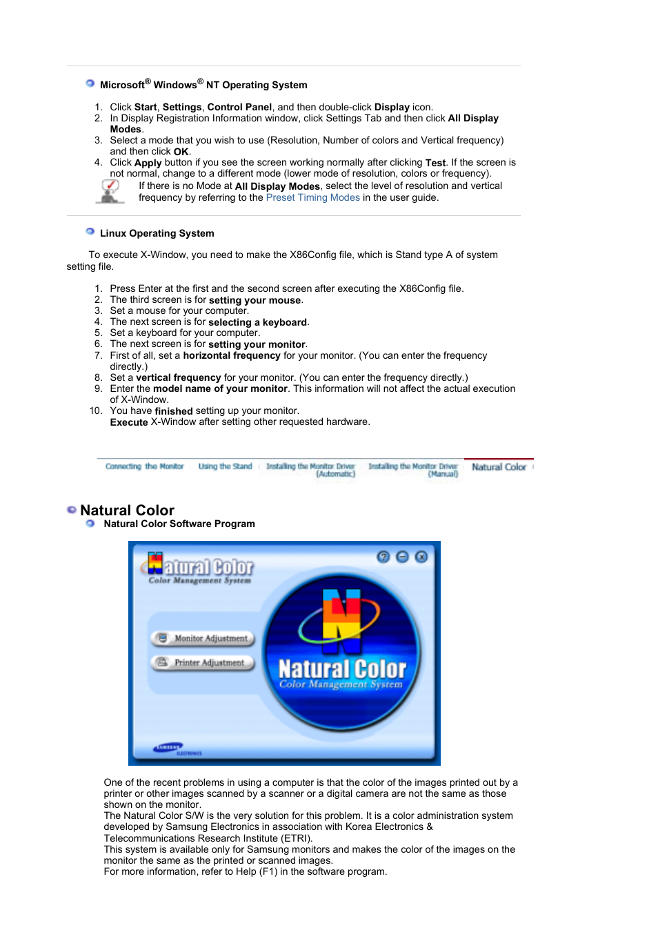 Natual color, Natural color | Samsung LS21DPWAB-XAA User Manual | Page 25 / 78