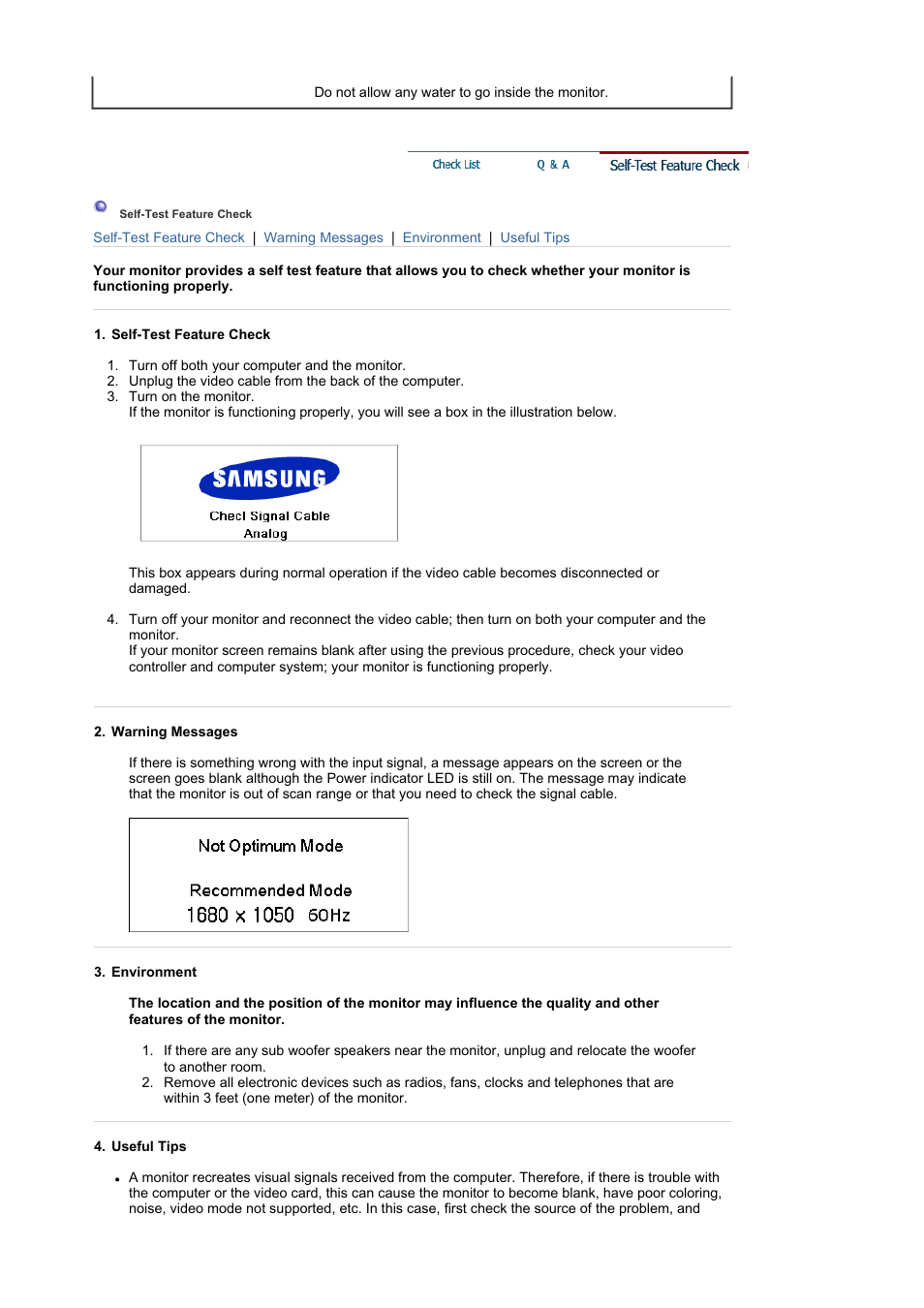 Self-test feature check | Samsung LS21DPWAB-XAA User Manual | Page 66 / 78
