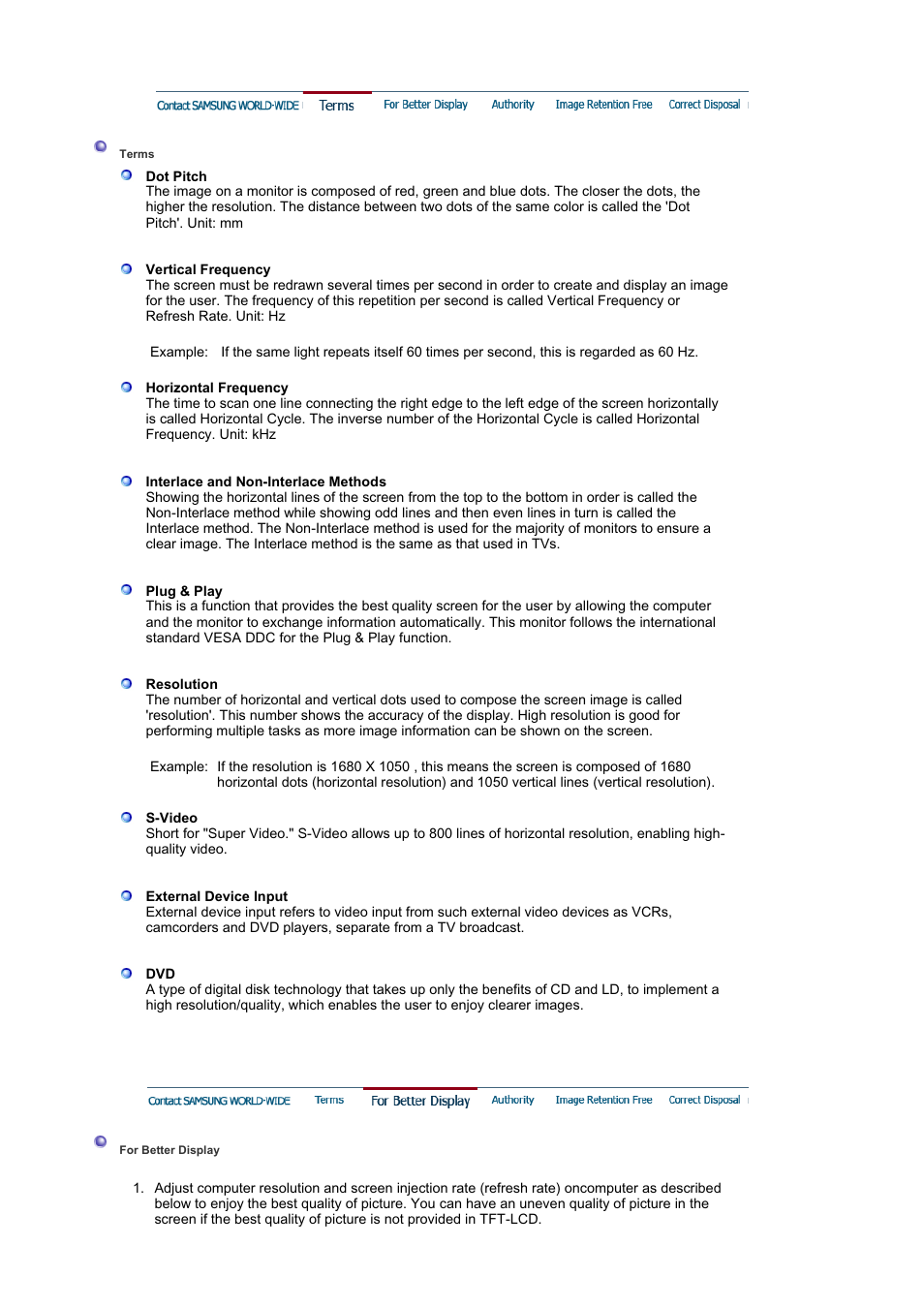 Terms | Samsung LS21DPWAB-XAA User Manual | Page 73 / 78