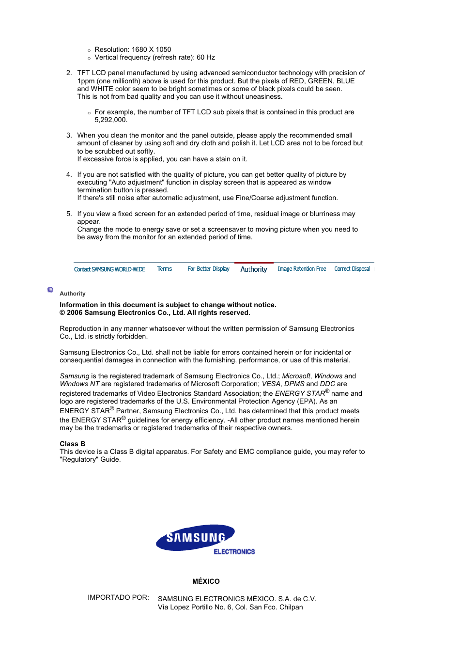 For better display, Authority | Samsung LS21DPWAB-XAA User Manual | Page 74 / 78