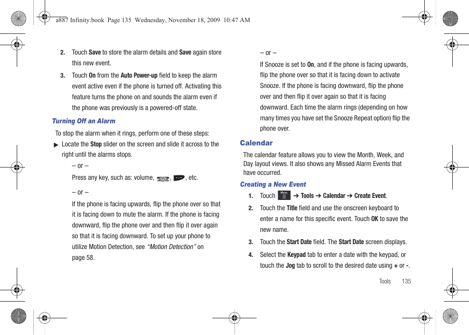 Calendar | Samsung SGH-A887ZKAATT User Manual | Page 139 / 190