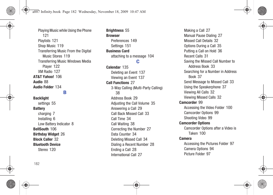 Samsung SGH-A887ZKAATT User Manual | Page 186 / 190