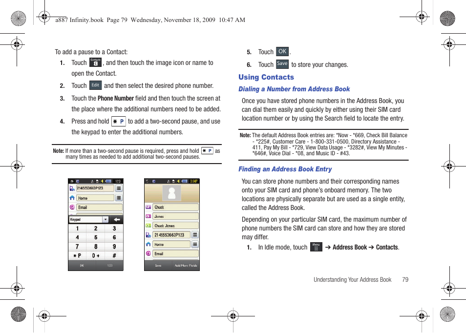 Using contacts | Samsung SGH-A887ZKAATT User Manual | Page 83 / 190