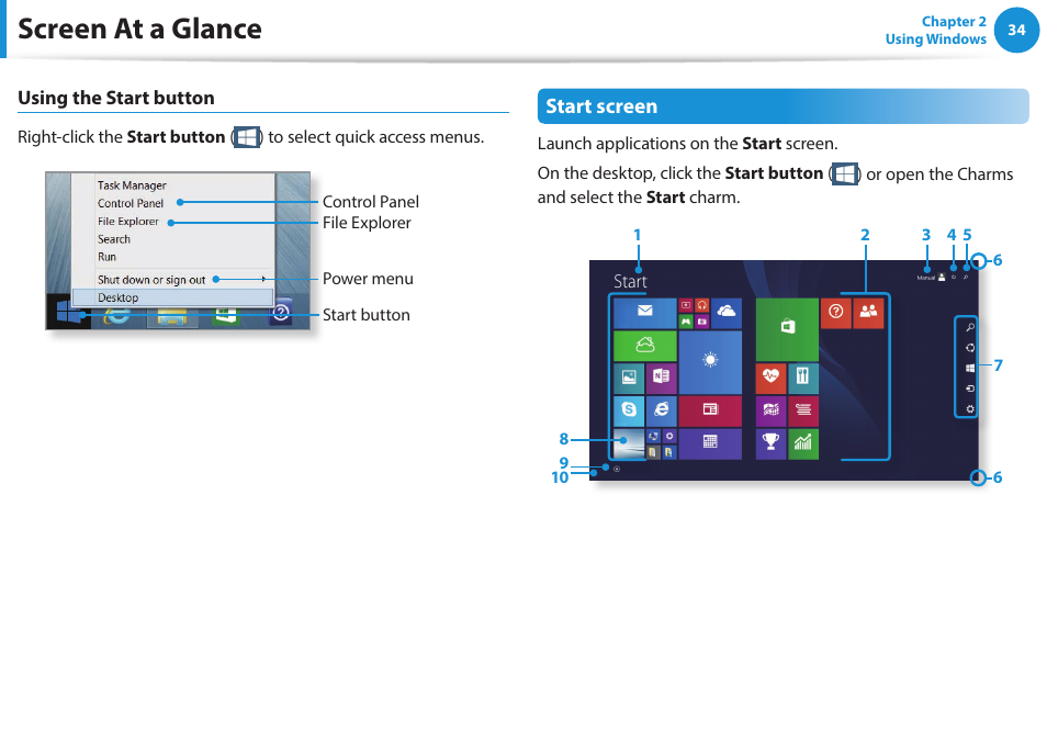 Screen at a glance | Samsung NP270E5G-K02US User Manual | Page 34 / 121