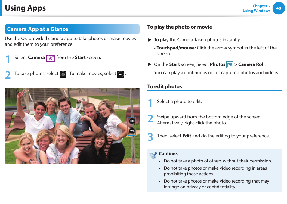 Using apps | Samsung NP270E5G-K02US User Manual | Page 40 / 121
