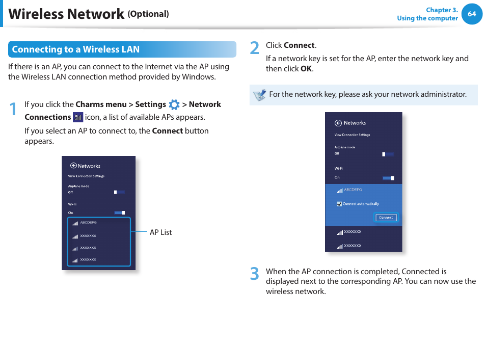 Wireless network | Samsung NP270E5G-K02US User Manual | Page 64 / 121