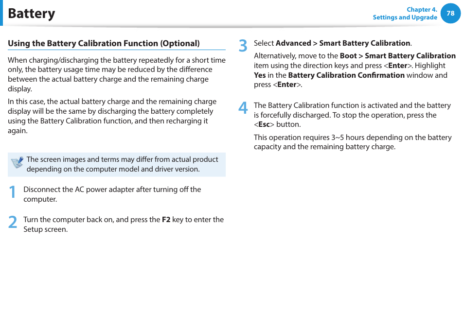 Battery | Samsung NP270E5G-K02US User Manual | Page 78 / 121