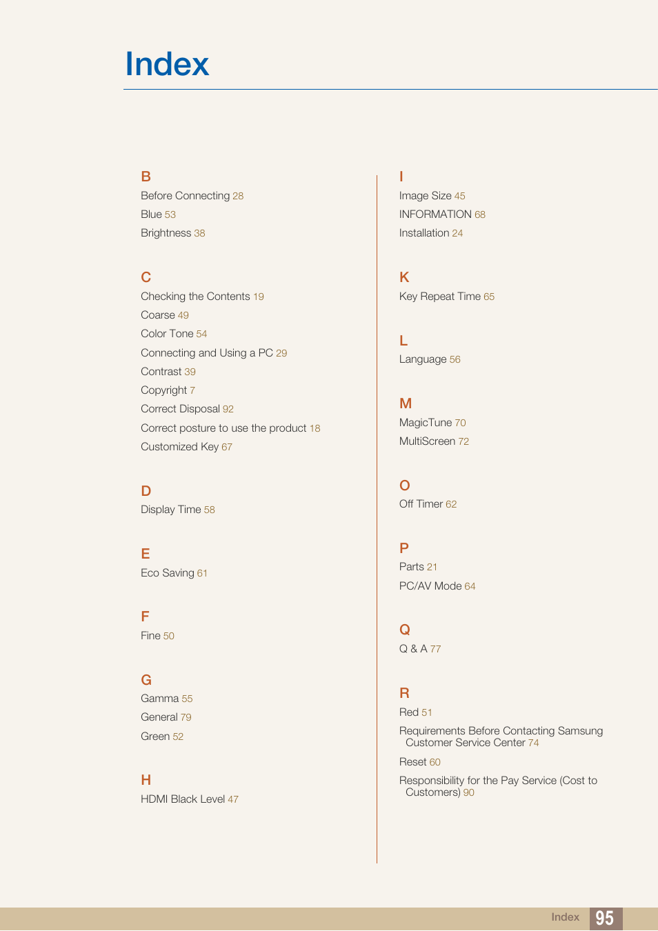 Index | Samsung LS27B350HSZ-ZA User Manual | Page 95 / 96