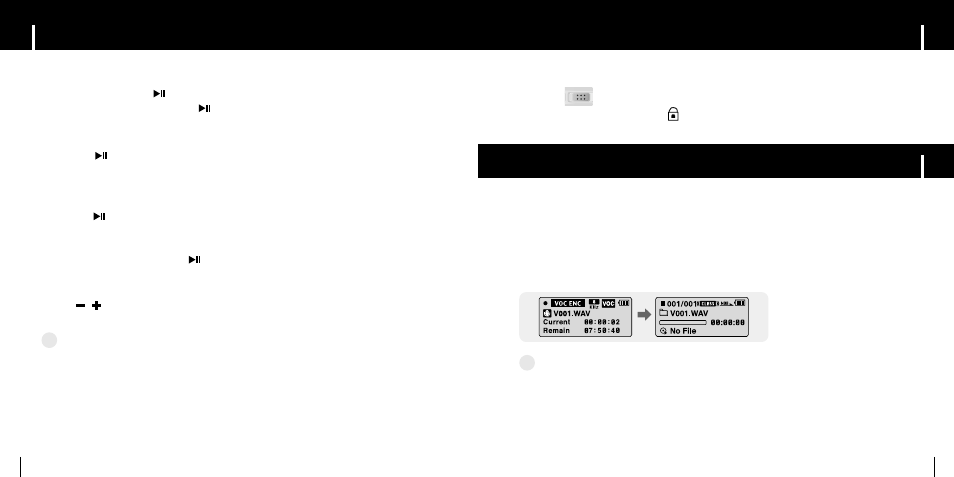 Basic usage, Playing music and turning off the device, Hold function | Recording voice, Iturning power on and off, Iadjusting the volume, Iplaying music (power on), Ipausing music (power off) | Samsung YP-C1Z-XAA User Manual | Page 12 / 24