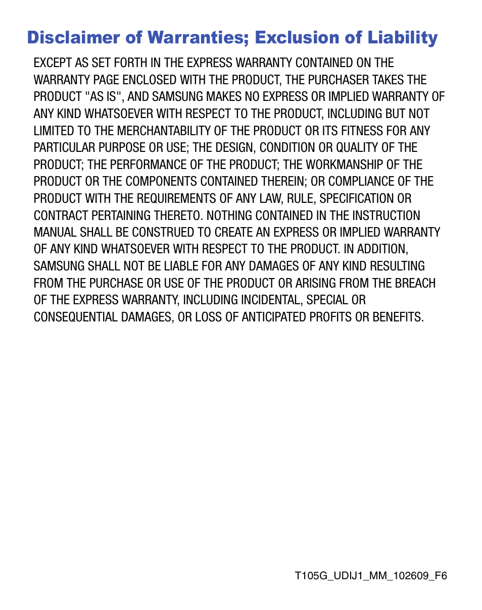 Disclaimer of warranties; exclusion of liability | Samsung SGH-T105YKGTRF User Manual | Page 4 / 50