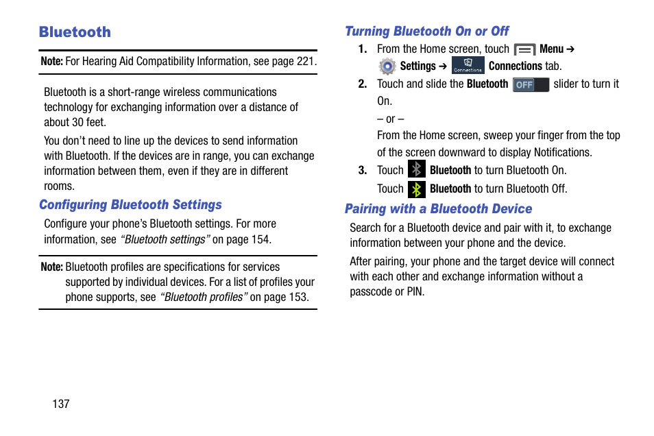 Bluetooth | Samsung SCH-R970ZWAUSC User Manual | Page 142 / 249