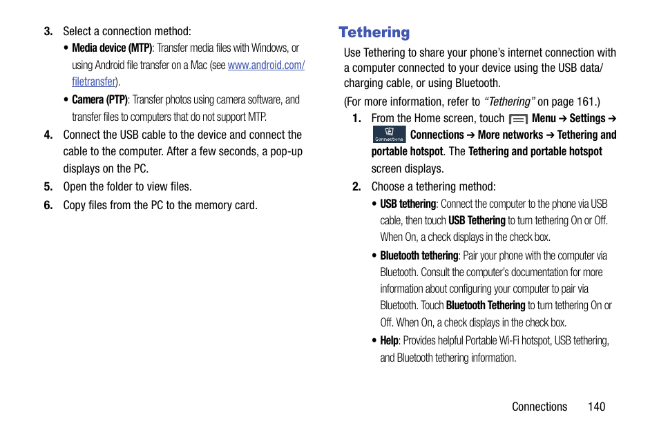 Tethering | Samsung SCH-R970ZWAUSC User Manual | Page 145 / 249