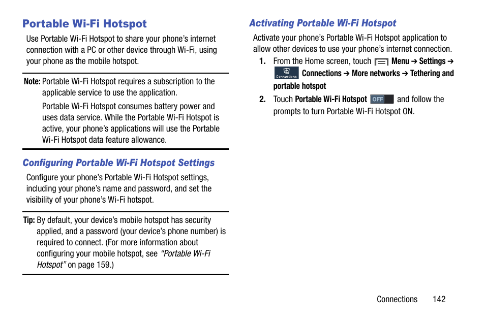 Portable wi-fi hotspot | Samsung SCH-R970ZWAUSC User Manual | Page 147 / 249