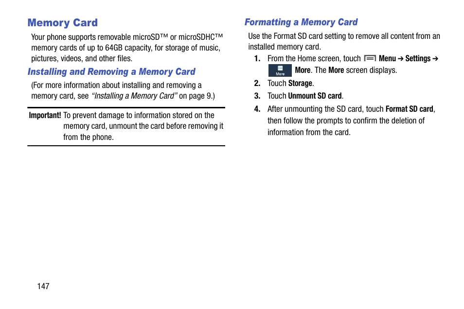 Memory card | Samsung SCH-R970ZWAUSC User Manual | Page 152 / 249
