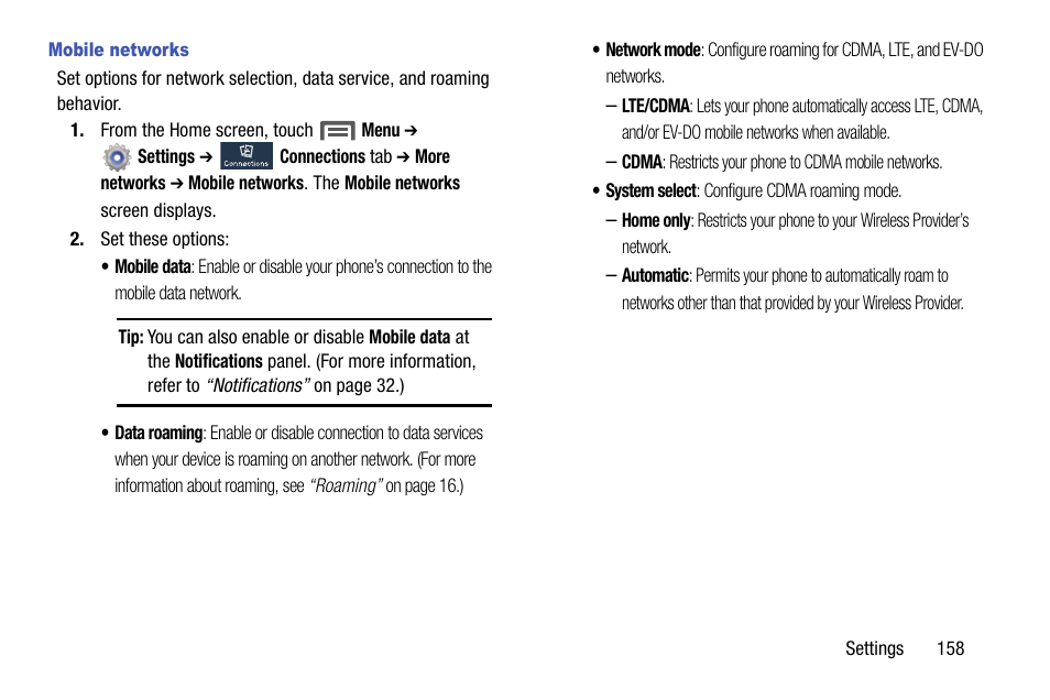 See “mobile networks” on | Samsung SCH-R970ZWAUSC User Manual | Page 163 / 249