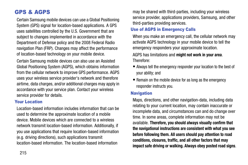 Gps & agps | Samsung SCH-R970ZWAUSC User Manual | Page 220 / 249