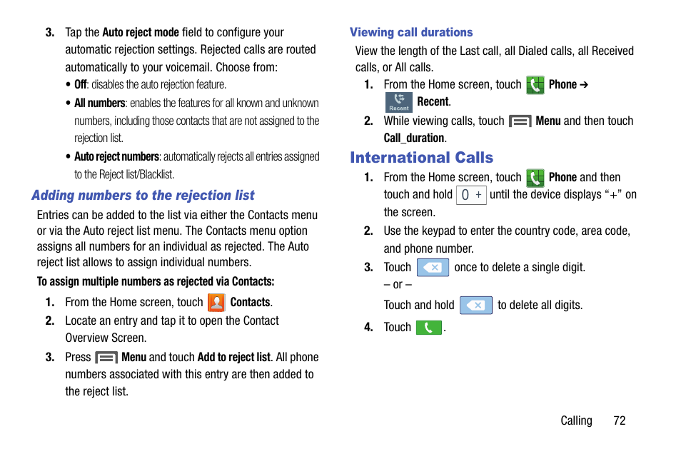 International calls | Samsung SCH-R970ZWAUSC User Manual | Page 77 / 249