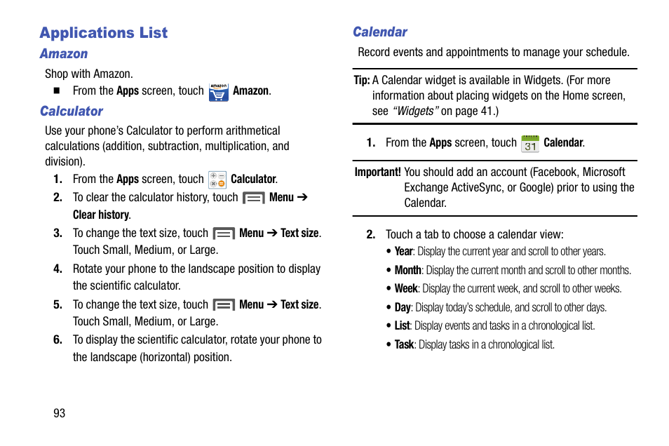 Applications list | Samsung SCH-R970ZWAUSC User Manual | Page 98 / 249