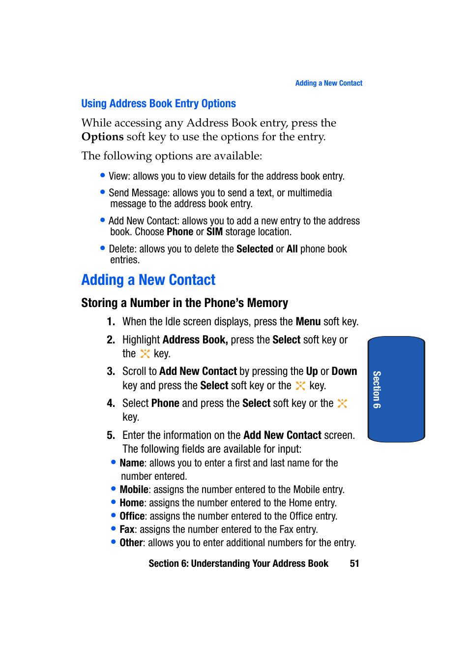 Adding a new contact | Samsung SGH-X507HBACIN User Manual | Page 55 / 178