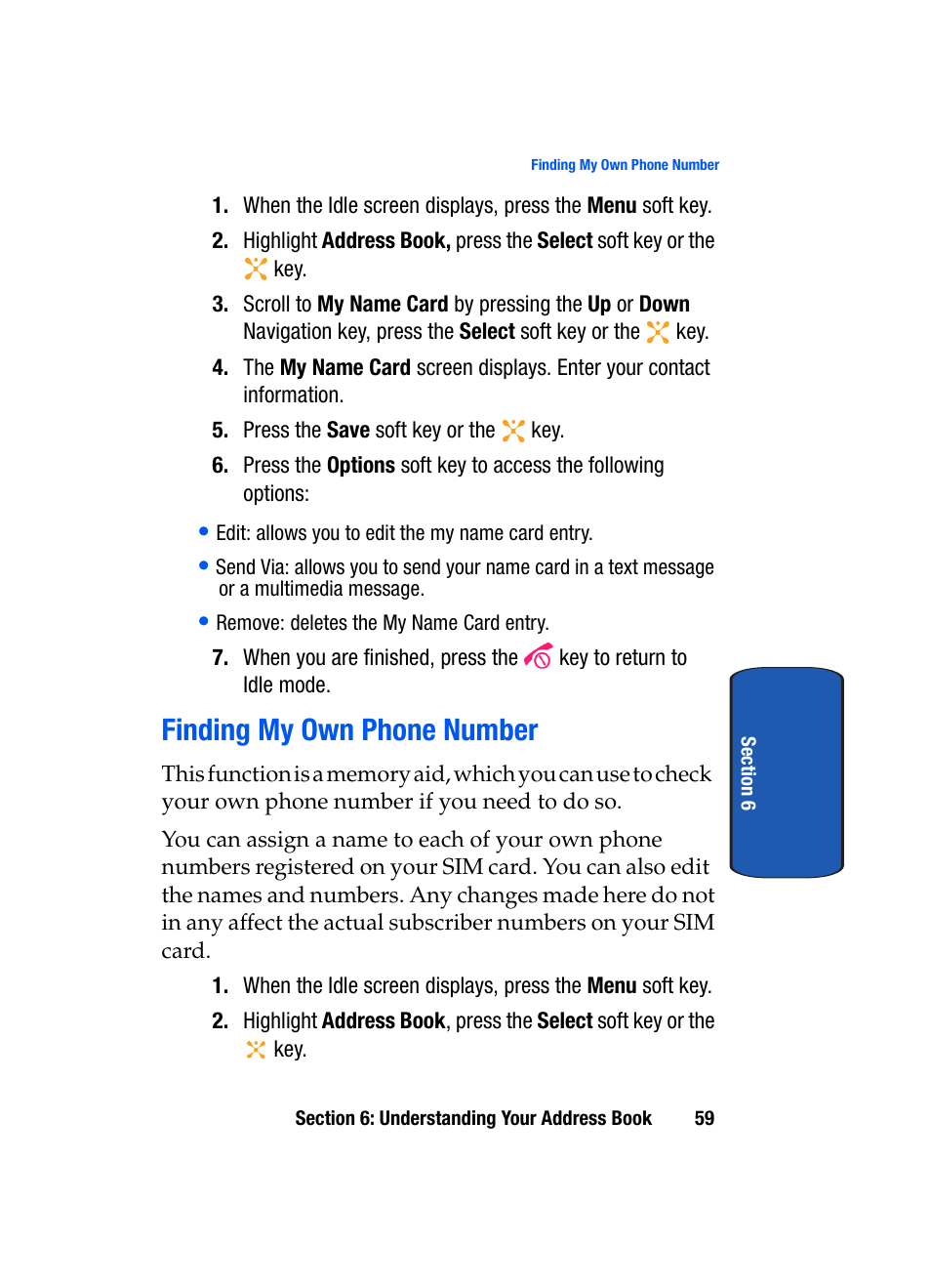 Finding my own phone number | Samsung SGH-X507HBACIN User Manual | Page 63 / 178