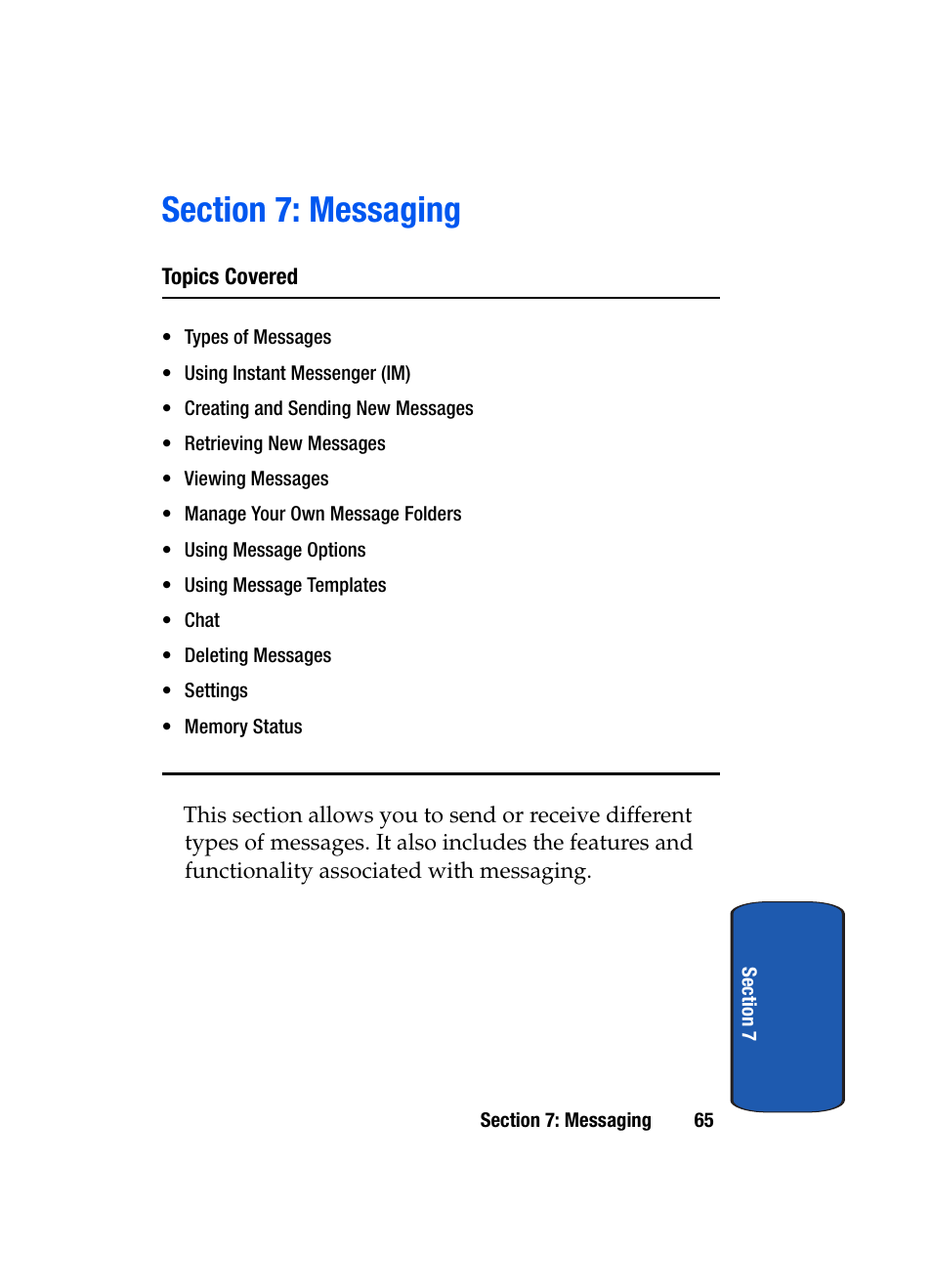 Section 7: messaging | Samsung SGH-X507HBACIN User Manual | Page 69 / 178