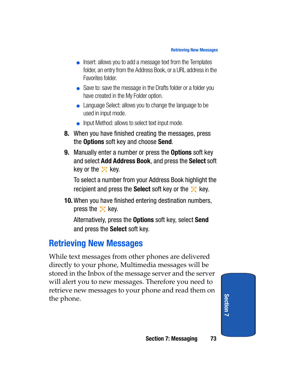 Retrieving new messages | Samsung SGH-X507HBACIN User Manual | Page 77 / 178