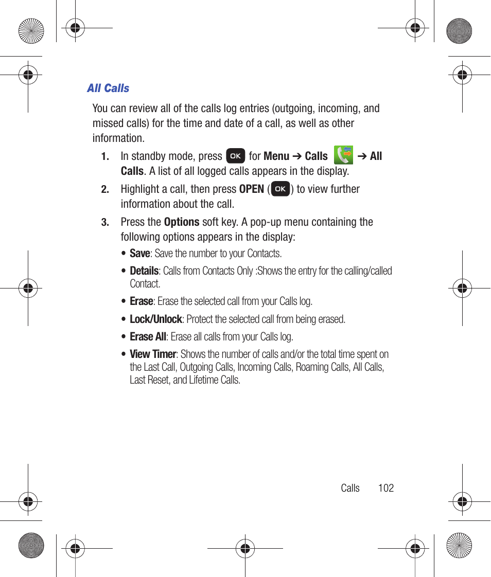 All calls | Samsung SCH-R260DAAUSC User Manual | Page 107 / 271