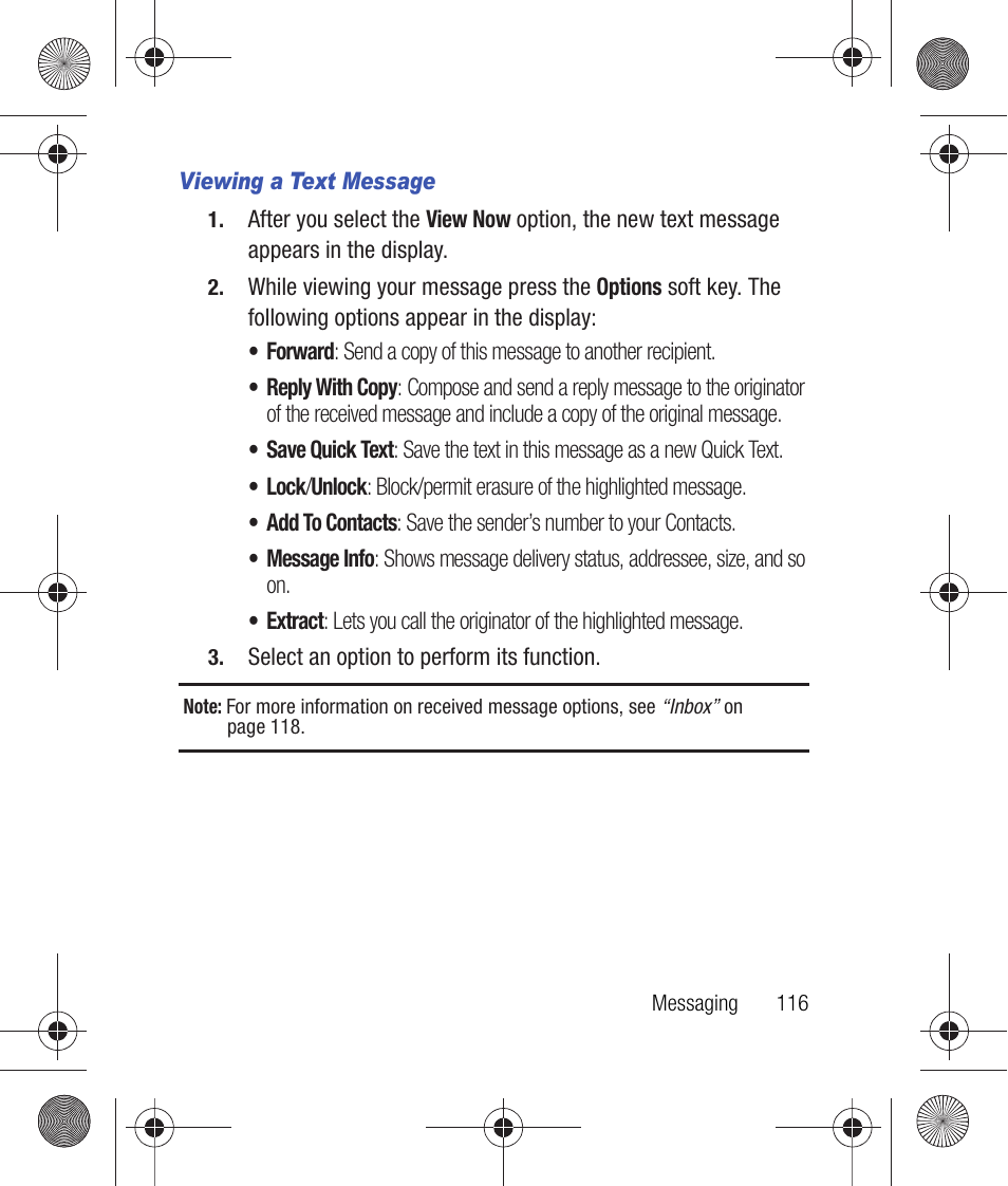 Viewing a text message | Samsung SCH-R260DAAUSC User Manual | Page 121 / 271