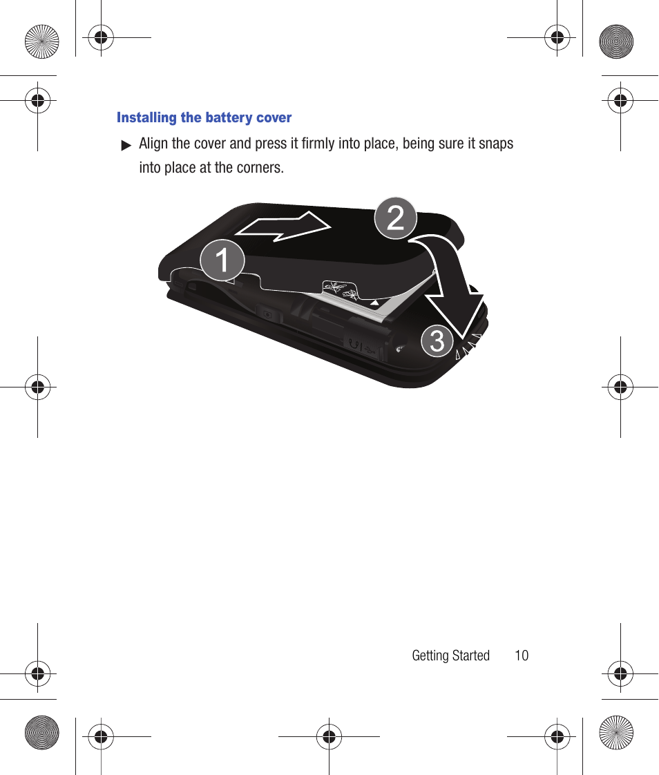 Installing the battery cover | Samsung SCH-R260DAAUSC User Manual | Page 15 / 271