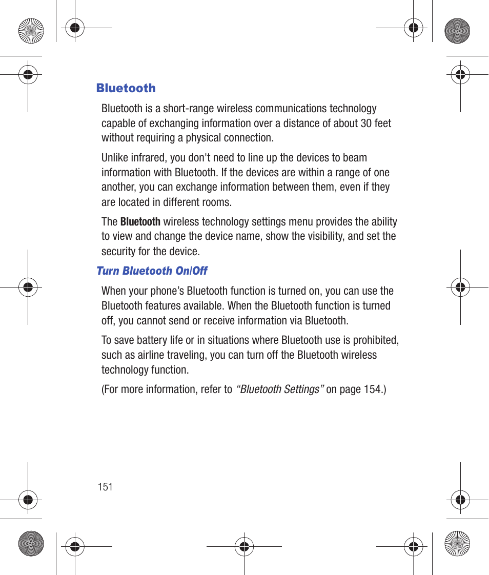 Bluetooth, Turn bluetooth on/off | Samsung SCH-R260DAAUSC User Manual | Page 156 / 271