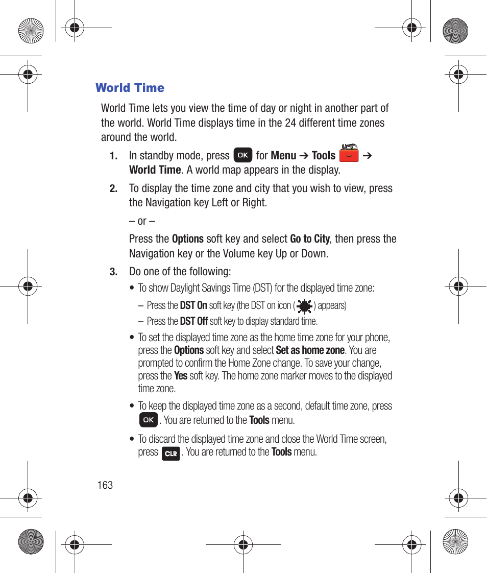 World time | Samsung SCH-R260DAAUSC User Manual | Page 168 / 271