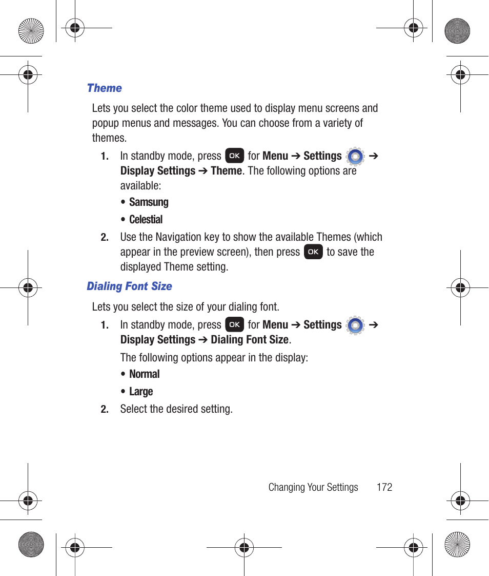 Theme, Dialing font size | Samsung SCH-R260DAAUSC User Manual | Page 177 / 271