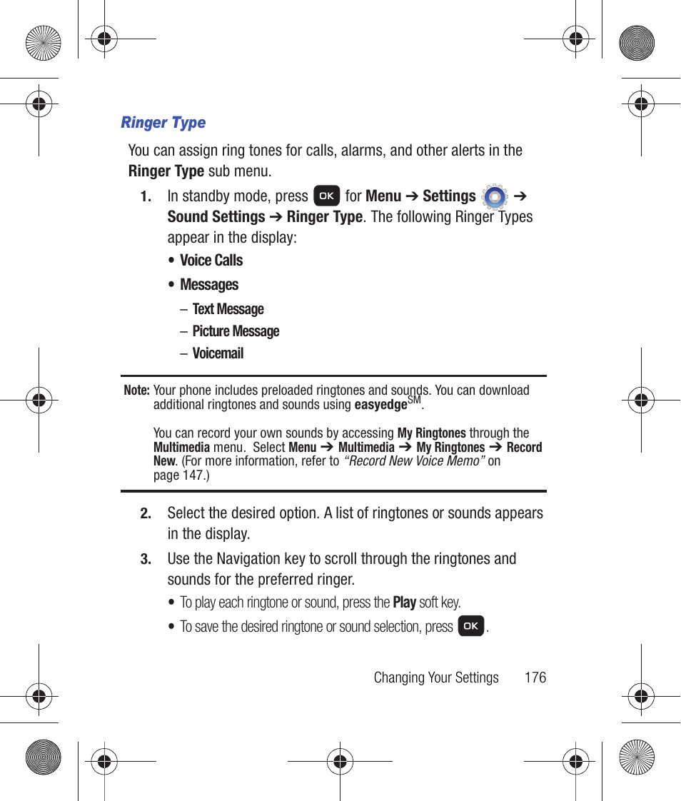 Ringer type | Samsung SCH-R260DAAUSC User Manual | Page 181 / 271