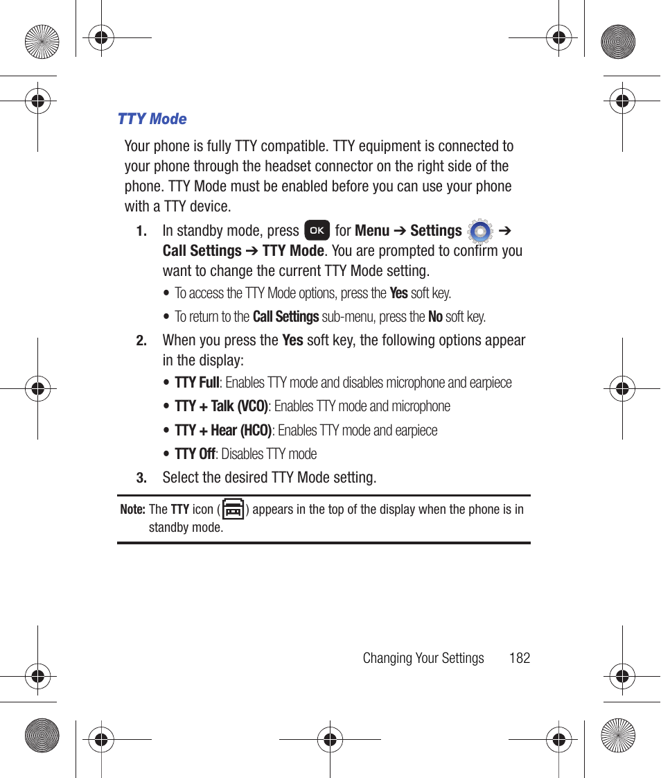 Tty mode | Samsung SCH-R260DAAUSC User Manual | Page 187 / 271