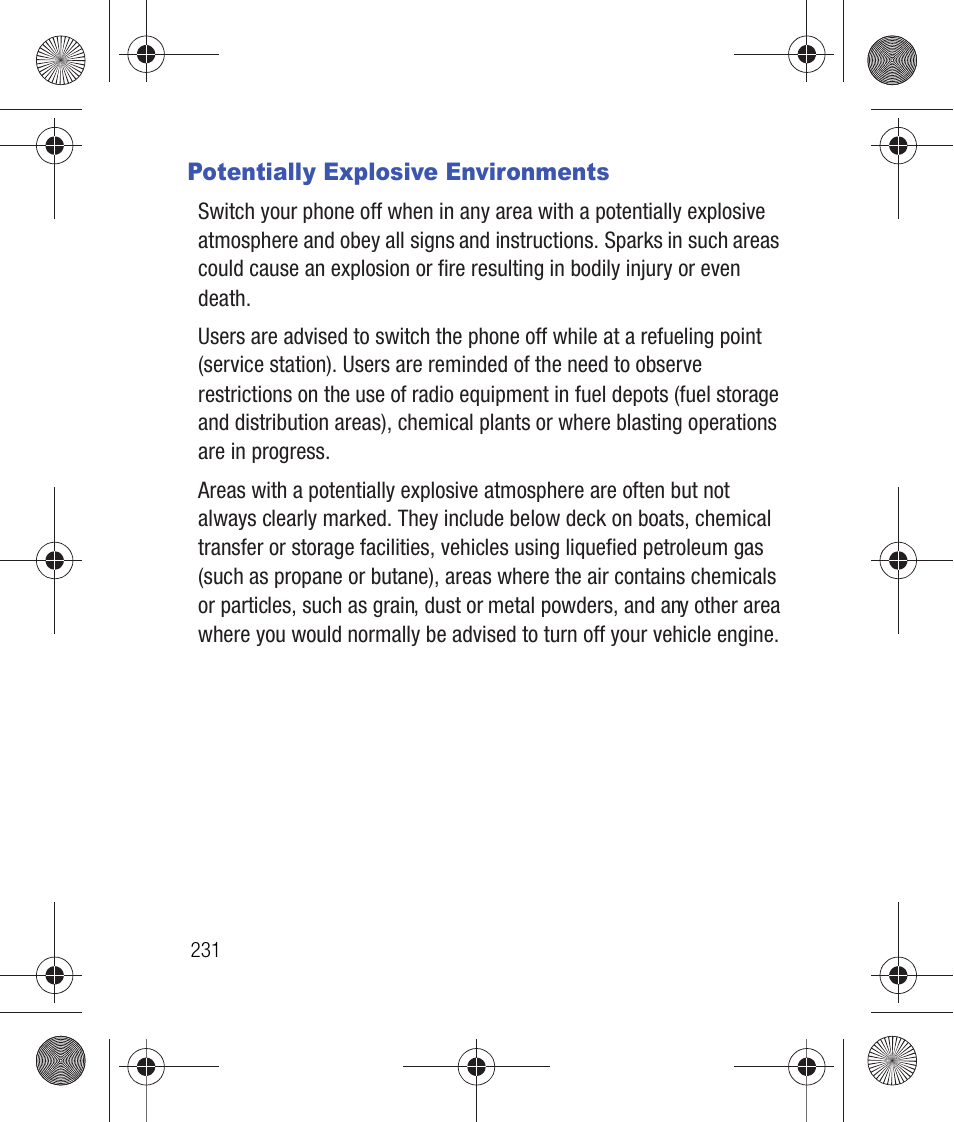 Potentially explosive environments | Samsung SCH-R260DAAUSC User Manual | Page 236 / 271