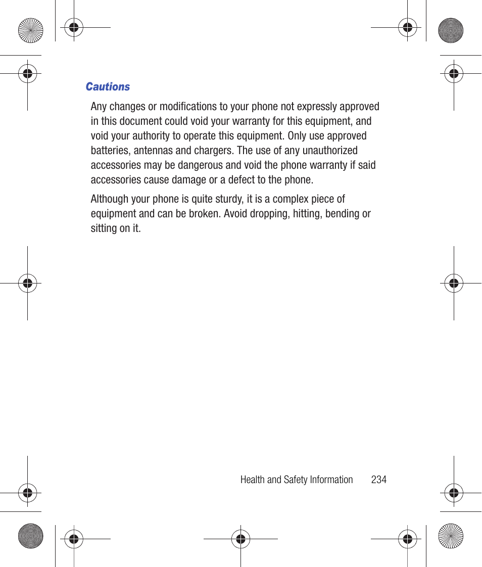 Cautions | Samsung SCH-R260DAAUSC User Manual | Page 239 / 271