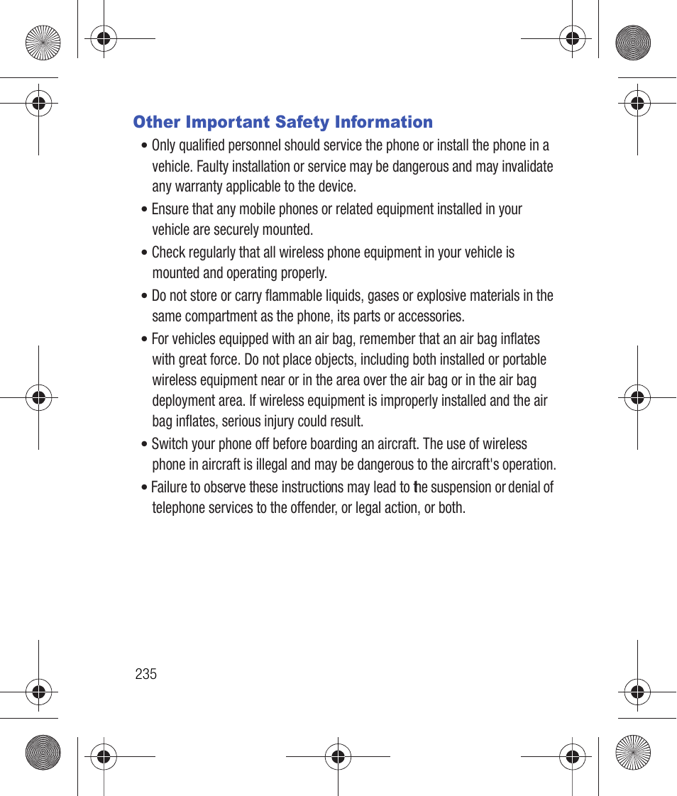 Other important safety information | Samsung SCH-R260DAAUSC User Manual | Page 240 / 271