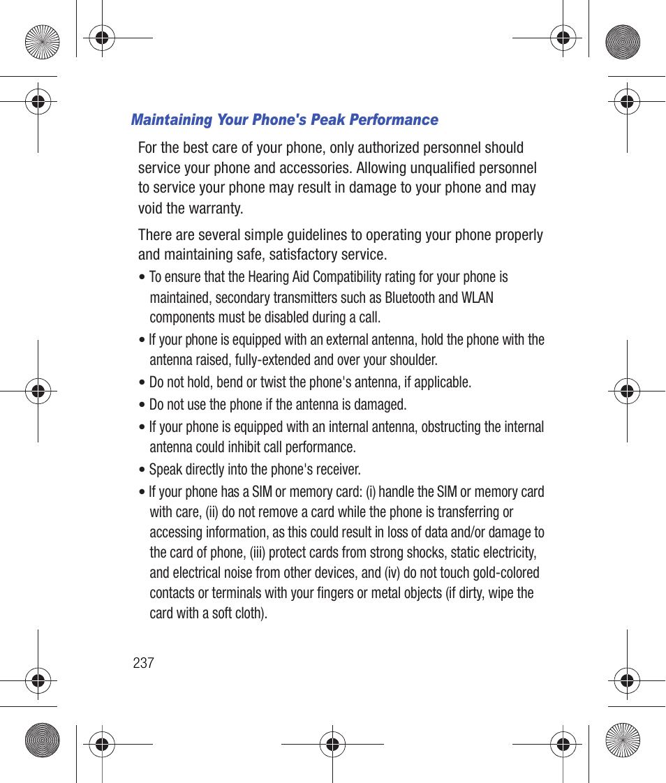Maintaining your phone's peak performance | Samsung SCH-R260DAAUSC User Manual | Page 242 / 271