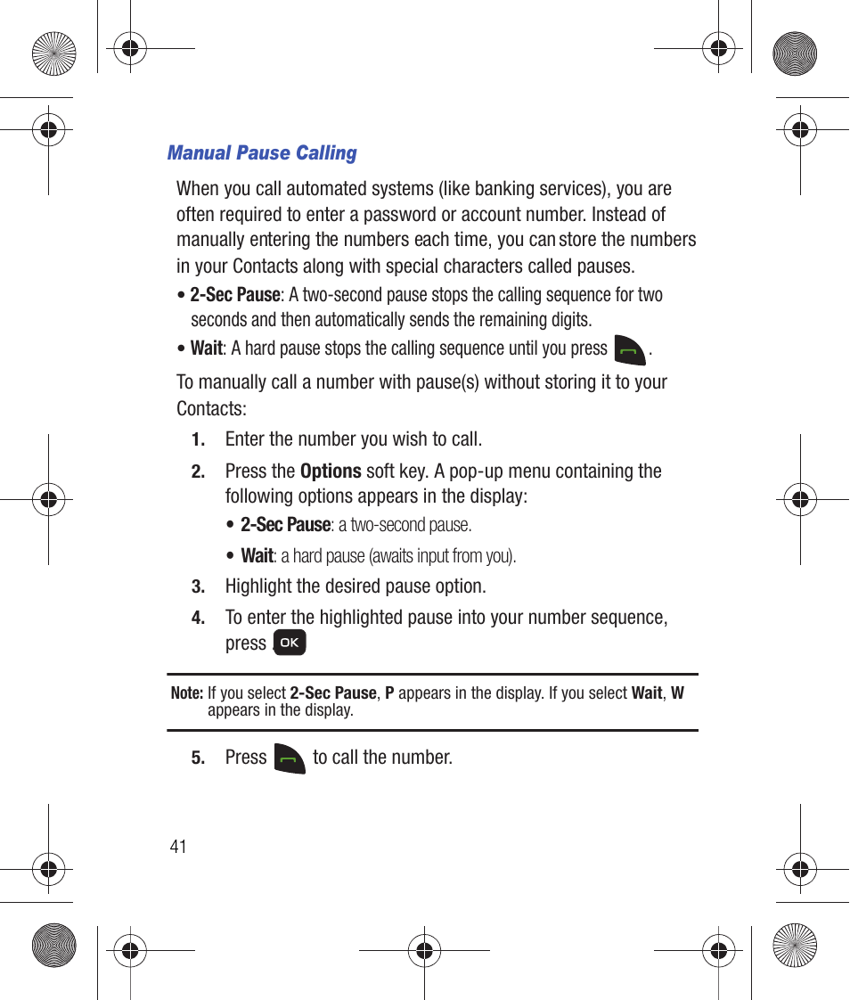 Manual pause calling | Samsung SCH-R260DAAUSC User Manual | Page 46 / 271