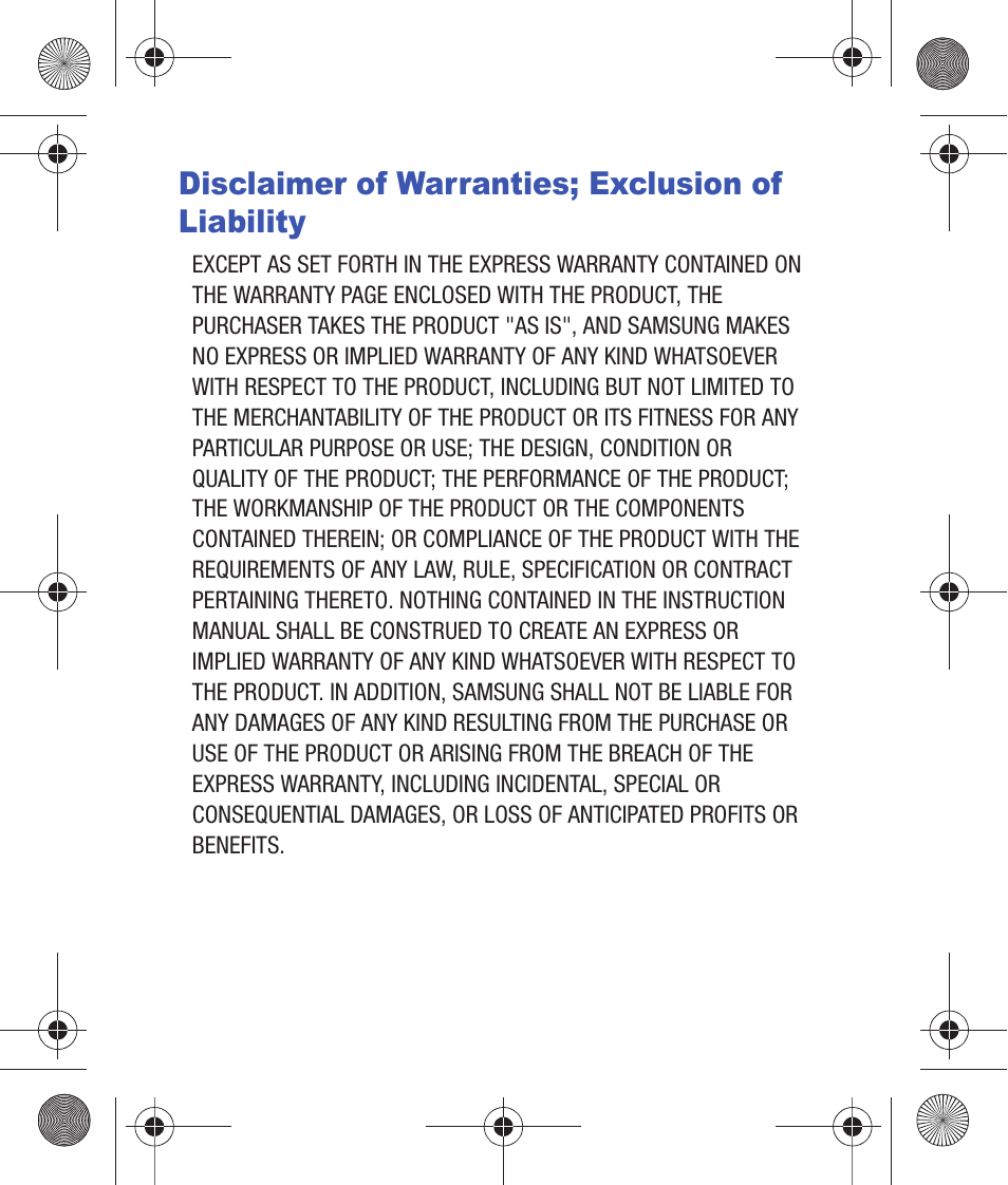 Disclaimer of warranties; exclusion of liability | Samsung SCH-R260DAAUSC User Manual | Page 5 / 271