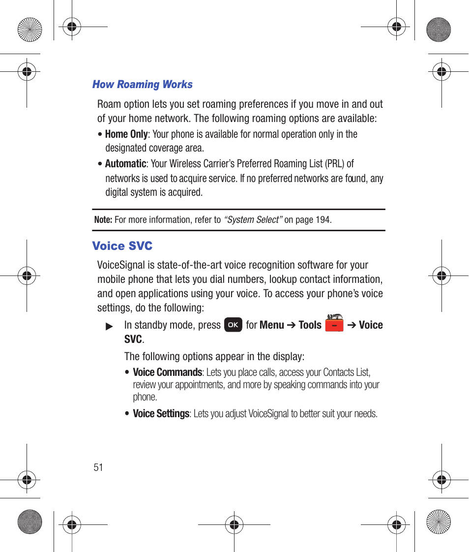 How roaming works, Voice svc | Samsung SCH-R260DAAUSC User Manual | Page 56 / 271