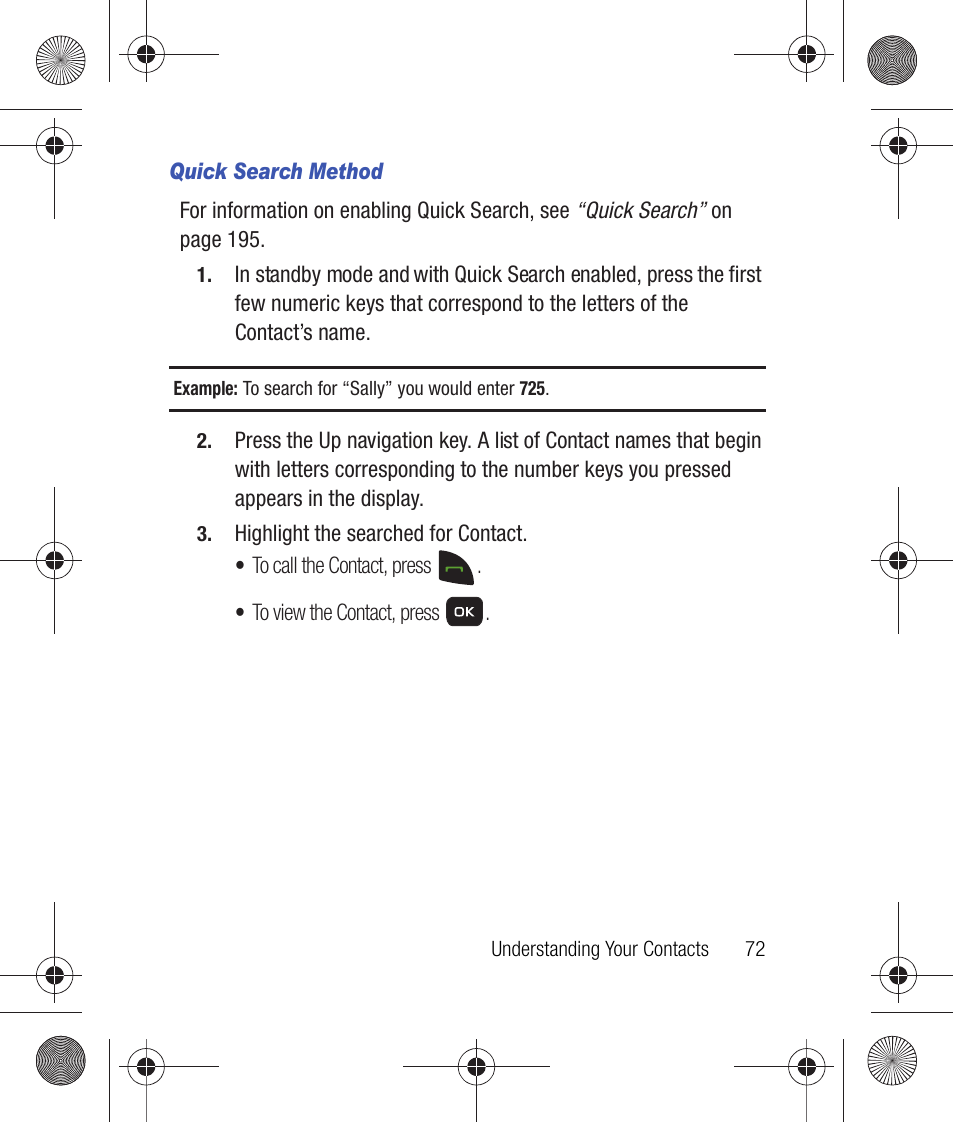 Quick search method | Samsung SCH-R260DAAUSC User Manual | Page 77 / 271