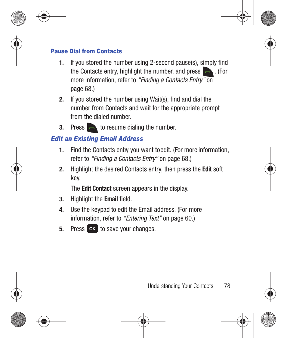 Pause dial from contacts, Edit an existing email address | Samsung SCH-R260DAAUSC User Manual | Page 83 / 271